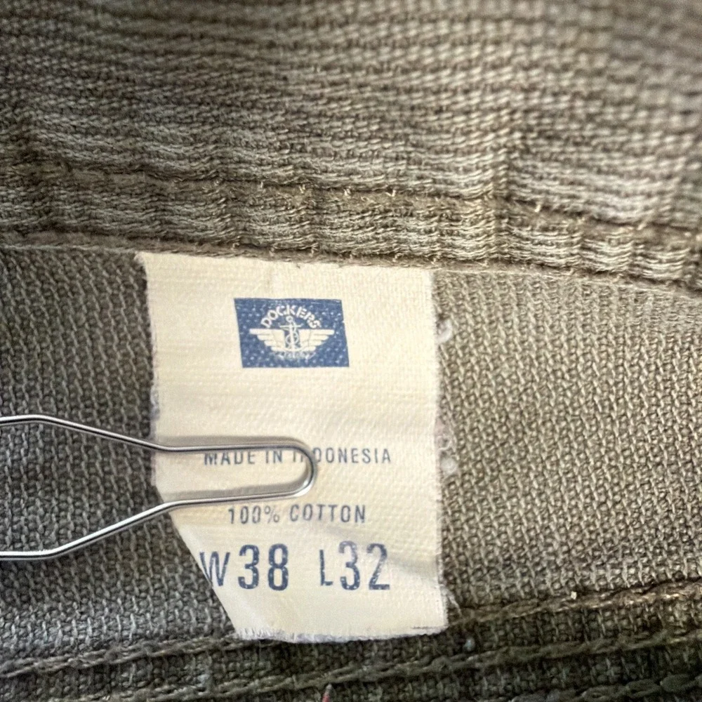 Vtg Dockers Khakis Carpenter Pants‎ Mens 38 X 32 Olive Utility Canvas Belt Loop